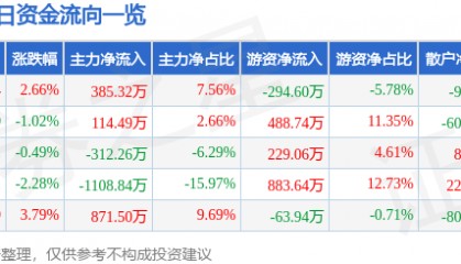 股票行情快报:莱特光电(688150)4月9日主力资金净买入385.32万元